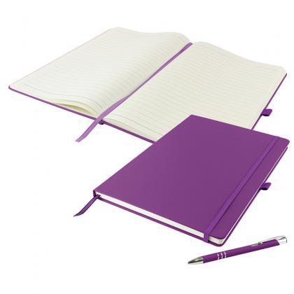Picture of Dunn A4 Lined Soft Touch Notebook & Pen Set