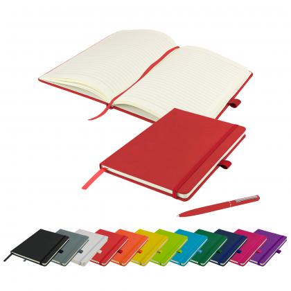 Watson A5 Budget Soft Touch PU Notebook & Pen Set in Red