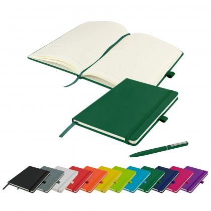 Watson A5 Budget Soft Touch PU Notebook & Pen Set in Green