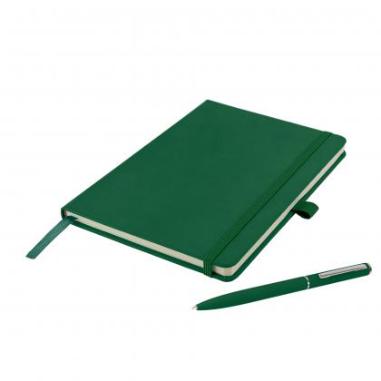 Watson A5 Budget Soft Touch PU Notebook & Pen Set in Green