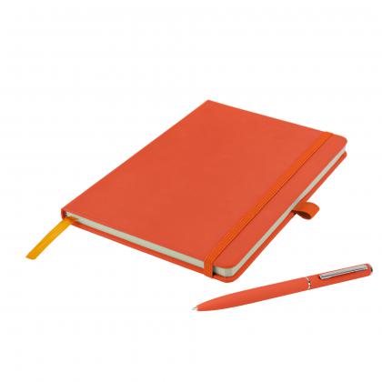 Watson A5 Budget Soft Touch PU Notebook & Pen Set in Orange