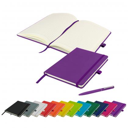 Watson A5 Budget Soft Touch PU Notebook & Pen Set in Purple