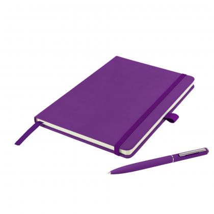 Watson A5 Budget Soft Touch PU Notebook & Pen Set in Purple