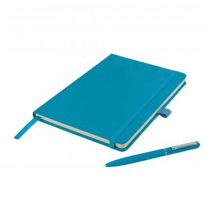 Watson A5 Budget Soft Touch PU Notebook & Pen Set in Teal