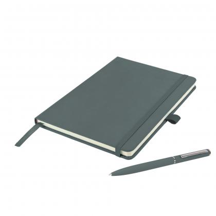 Watson A5 Budget Soft Touch PU Notebook & Pen Set in Grey