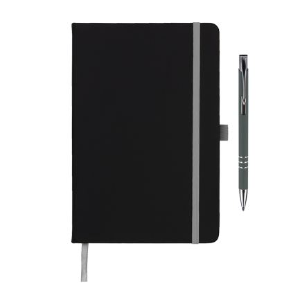 DeNiro Edge A5 Notebook and Pen Set in Grey