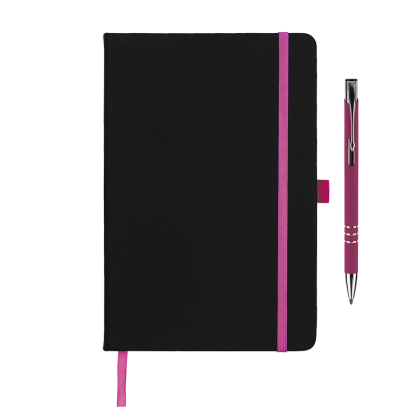 DeNiro Edge A5 Notebook and Pen Set in Pink