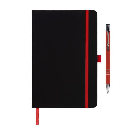 DeNiro A5 Lined Soft Touch PU Notebook in Red
