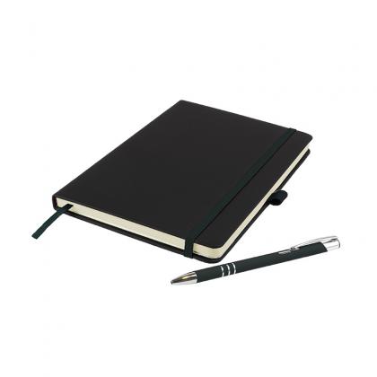 DeNiro A5 Lined Soft Touch PU Notebook in Black