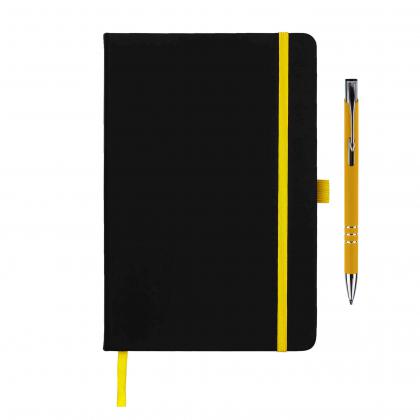 DeNiro Edge A5 Notebook and Pen Set in Yellow