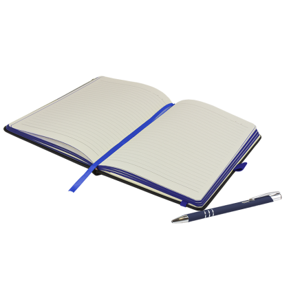 DeNiro Edge A5 Notebook and Pen Set in Navy