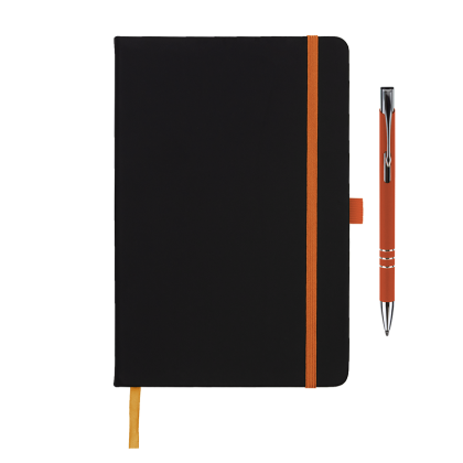 DeNiro Edge A5 Notebook and Pen Set in Orange