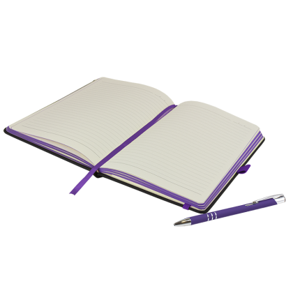 DeNiro Edge A5 Notebook and Pen Set in Purple