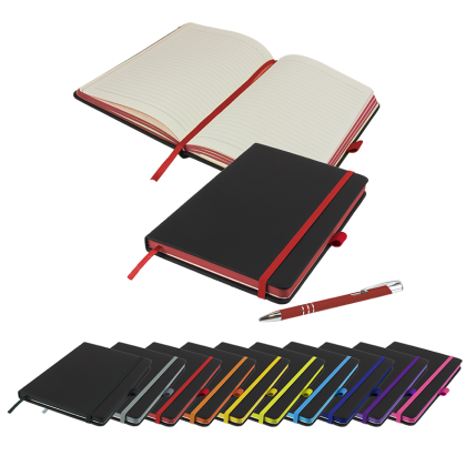 DeNiro Edge A5 Notebook and Pen Set in Red