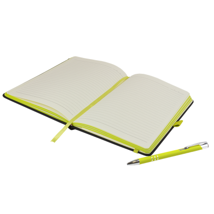 DeNiro Edge A5 Notebook and Pen Set in Lime