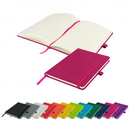 Watson A5 Budget Lined Soft Touch PU Notebooks in Pink