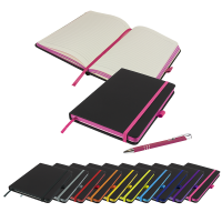 DeNiro Edge A5 Notebook and Pen Set in Pink