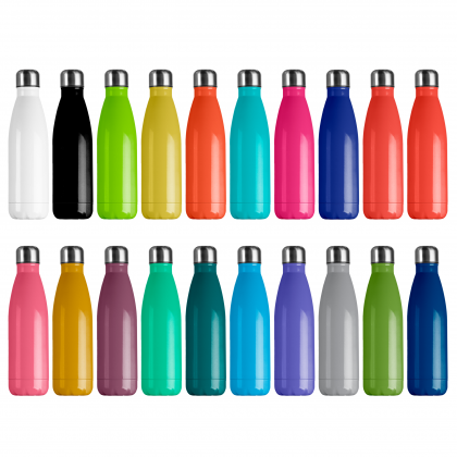 Capella Bottle: 1,2,3,4 & Full Colour Printing - 30 Stock Colours (500ml Double Walled Metal Bottle)