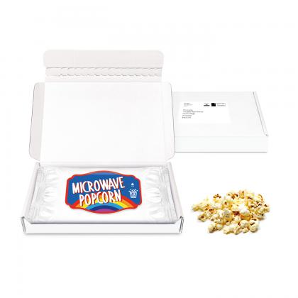 Gift Boxes - Mini White Postal Box - Microwave Popcorn - PAPER LABEL