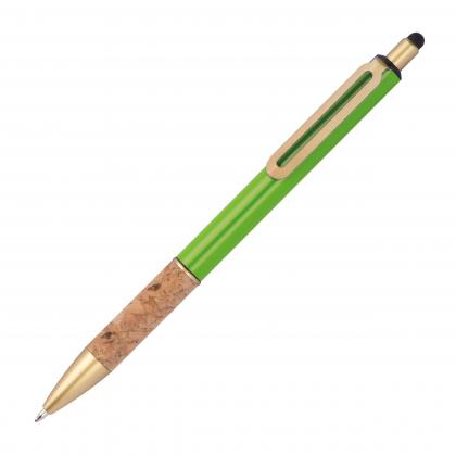 Ball pen with cork grip zone