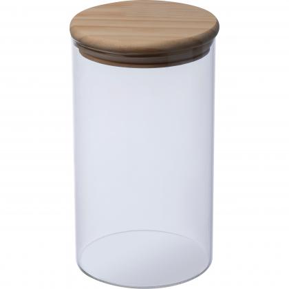 Borosilicate glass jar with pine wood lid, 1000 ml