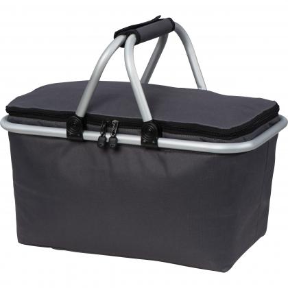 Foldable polyester shopping basket with insulating function