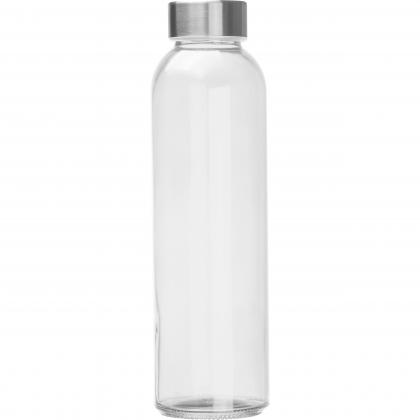 Transparent drinking bottle with grey lid