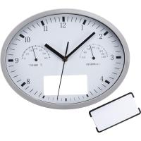 Wall clock with hygrometer, thermometer and click system