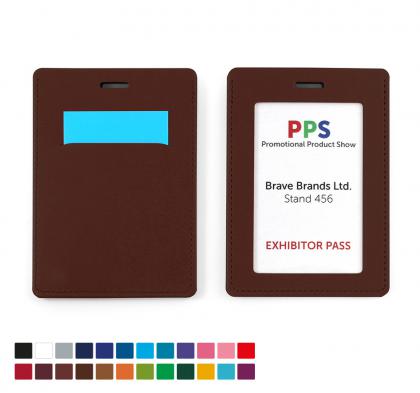 Portrait ID Card Holder, with a Card slot to the rear. in Belluno, a vegan coloured leatherette with a subtle grain.