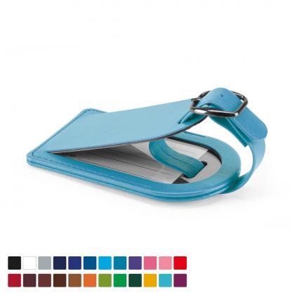 Small Luggage Tag with Security Flap, in Belluno, a vegan coloured leatherette with a subtle grain.