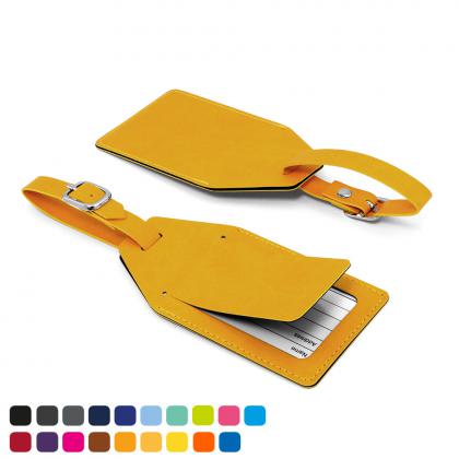 Angled Luggage Tag with security flap in Soft Touch Vegan Torino PU.