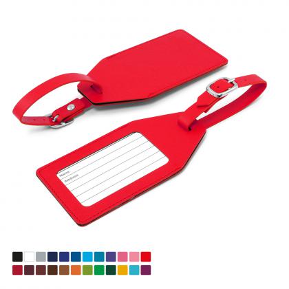 Angled Luggage Tag in Belluno, a vegan coloured leatherette with a subtle grain.