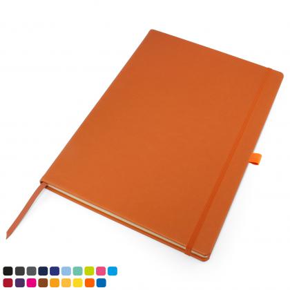 Torino Vegan Soft Touch A4 Casebound Notebook with Elastic Strap & Pen Loop