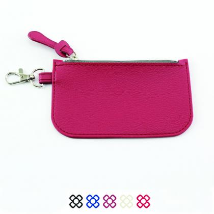 Mini Zipped Pouch with Bag Clip in Recycled Como Vegan PU.