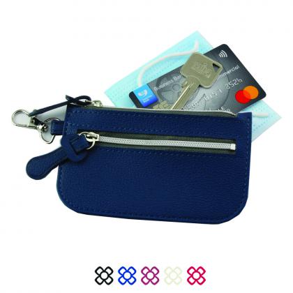 Mini Zipped Pouch with Side Zip & Bag Clip in Recycled Como Vegan PU.