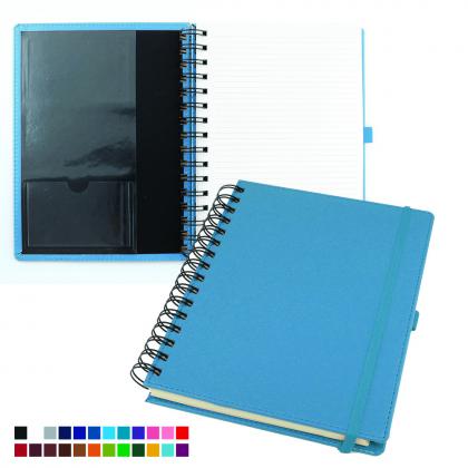 Deluxe A5 Wiro Notebook with Elastic Strap & Pen Loop in Belluno vegan leather look PU.