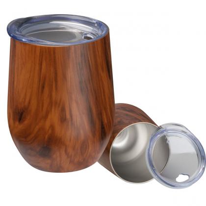Stainless steel mug with wooden look Brighton