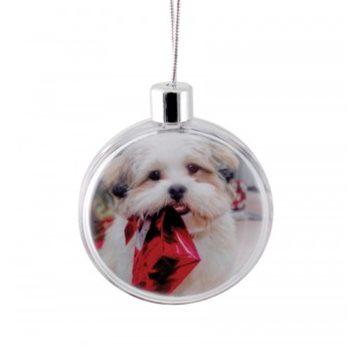 Disc Shaped Clear Plastic Bauble