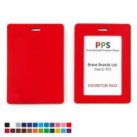 Portrait ID Card Holder for a Lanyard or Clip in Belluno, a vegan coloured leatherette with a subtle grain.