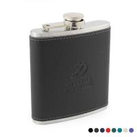 Hip Flask with a Recycled ELeather Wrap, made in the UK in a choice of 8 colours.