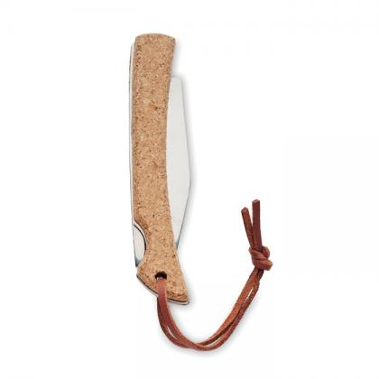 Foldable knife with cork