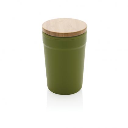 GRS certified recycled PP mug with bamboo lid