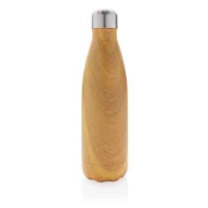 Vacuum insulated ss bottle with wood print