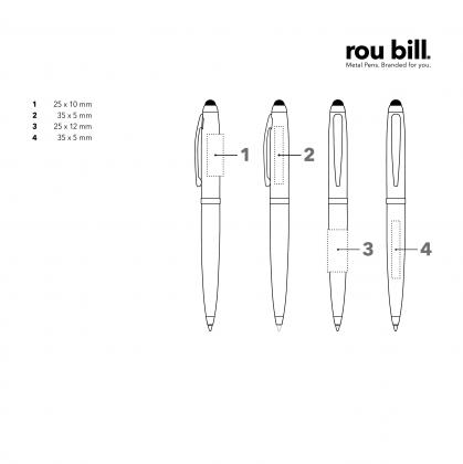 Rou bill® Nautic Black twist Ball Pen with Touch Pad