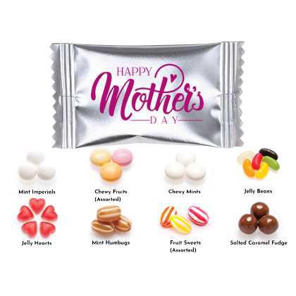 MOTHER'S DAY CLEAR SACHET GIFT BAGS & BOW WITH CHOCOLATES OR SWEETS