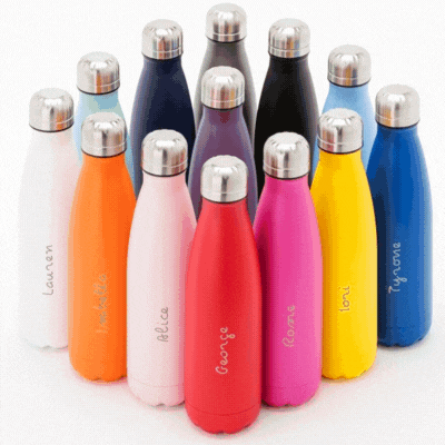 Oasis recycled yellow powder coated stainless steel, thermal insulated bottle - 500ml