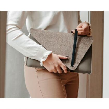 Recycled Felt & Apple Leather Laptop Sleeve 15 inch