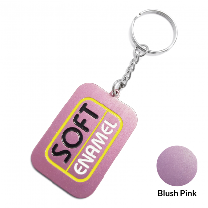 Square Aluminium Keyring - Soft Enamel Blush Pink