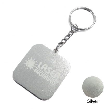 Square Aluminium Keyring - Laser Engraved - Silver