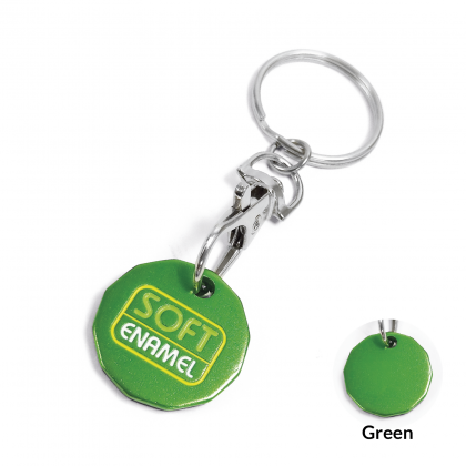 Round Aluminium Keyring - Soft Enamel - Green